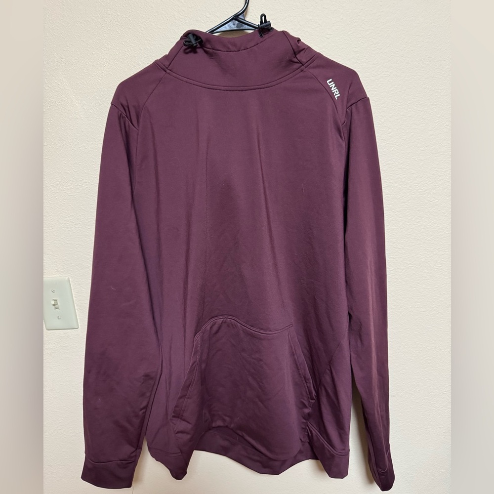UNRL Men's Maroon Fleece-Lined Hoodie